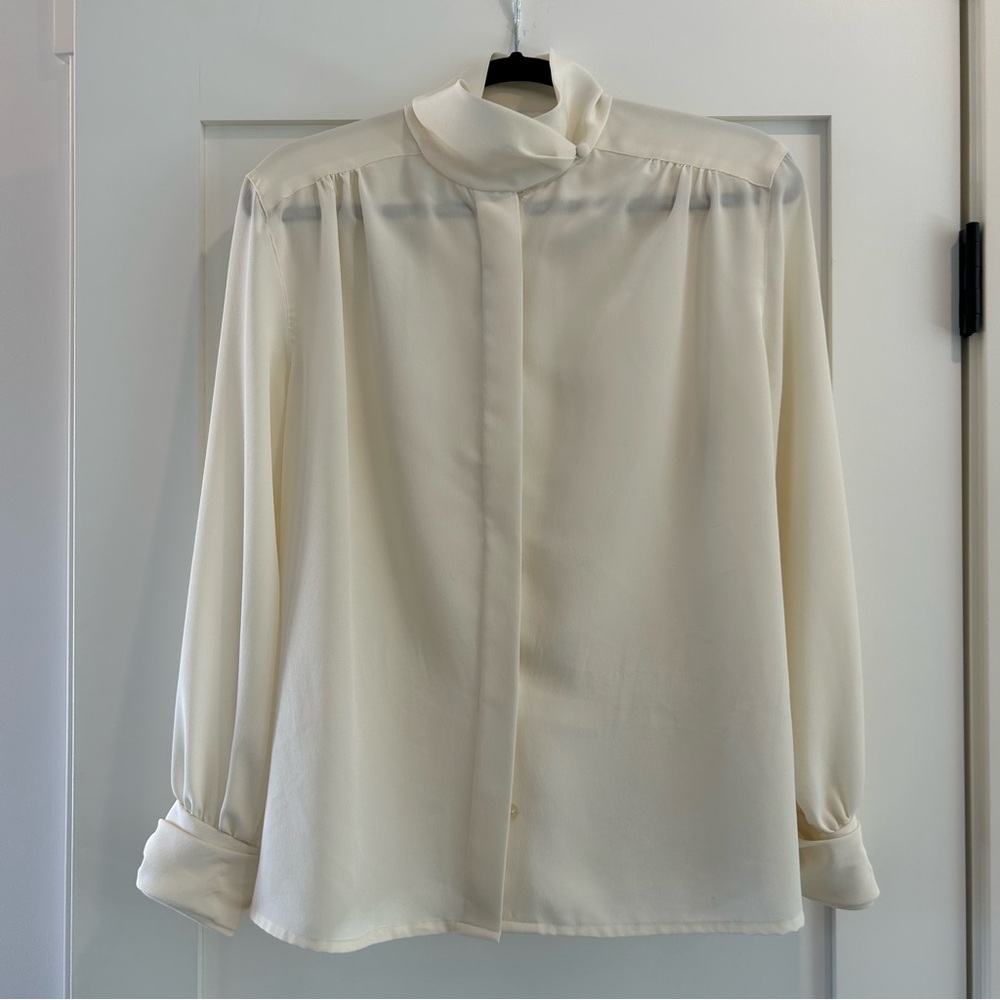 Vintage long sleeve Cream Women's Blouse
